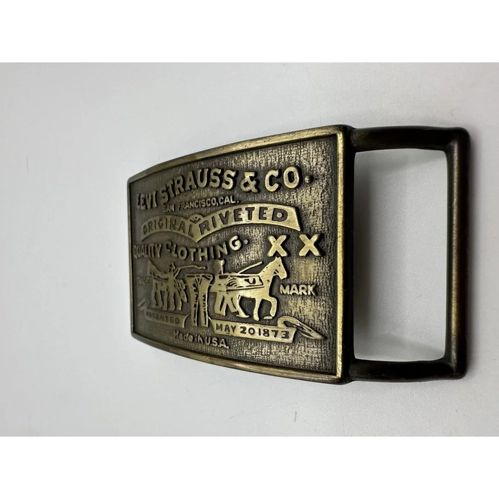 Levi Strauss & Co Brass‎ Belt Buckle Original 1970's Made In USA Vintage